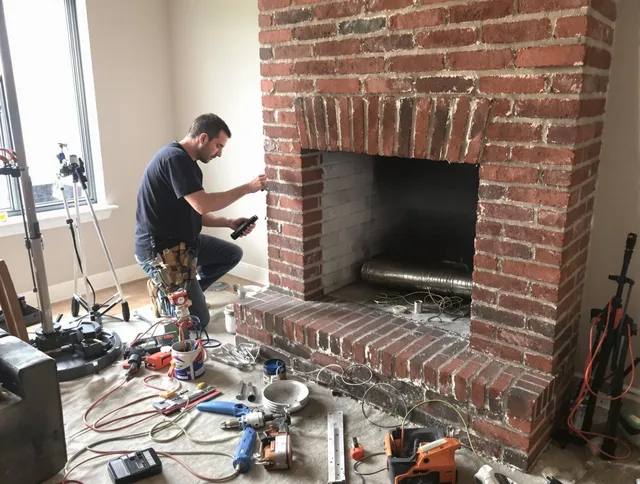 New Franklin Chimney Sweep specialist finalizing chimney liner service in New Franklin, OH