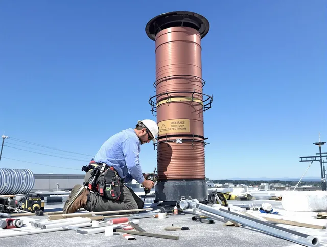 Installed chimney liner by New Franklin Chimney Sweep in New Franklin, OH