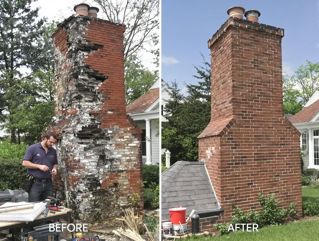 New Franklin Chimney Sweep performing a full chimney restoration in New Franklin, OH
