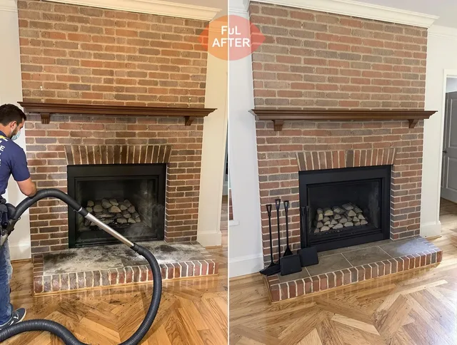 New Franklin Chimney Sweep carefully sanitizing a fireplace in New Franklin, OH