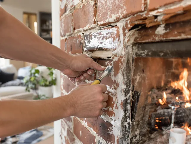 Routine fireplace repair by New Franklin Chimney Sweep in New Franklin, OH