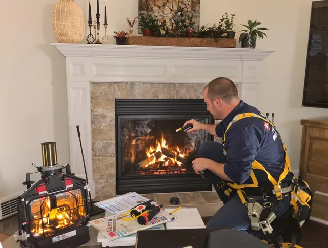 Safety-focused fireplace inspection by New Franklin Chimney Sweep in New Franklin, OH